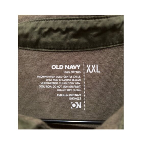 Old Navy Men’s Size XXL Army Green Polo Shirt Short Sleeve 2 Front Pockets - Picture 7 of 7